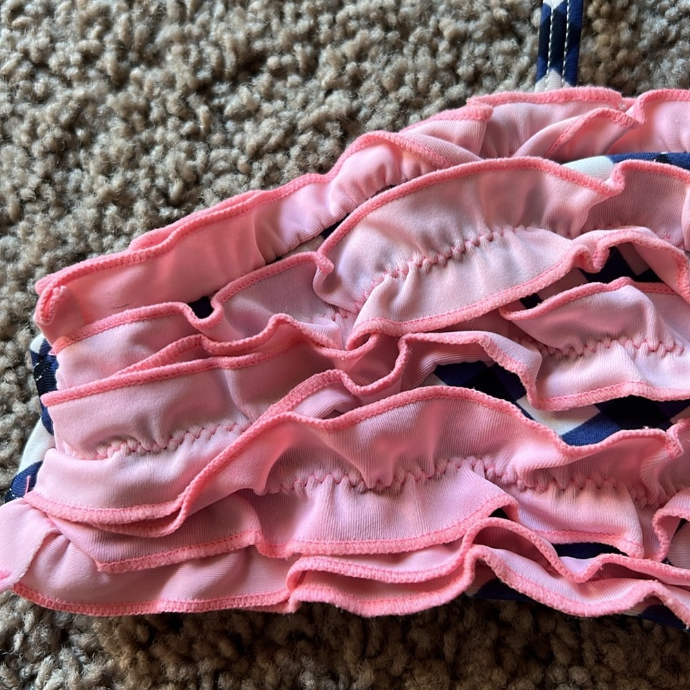 Pink and Blue Hartstrings Ruffle Bikini Set size 10 - Picture 6 of 7